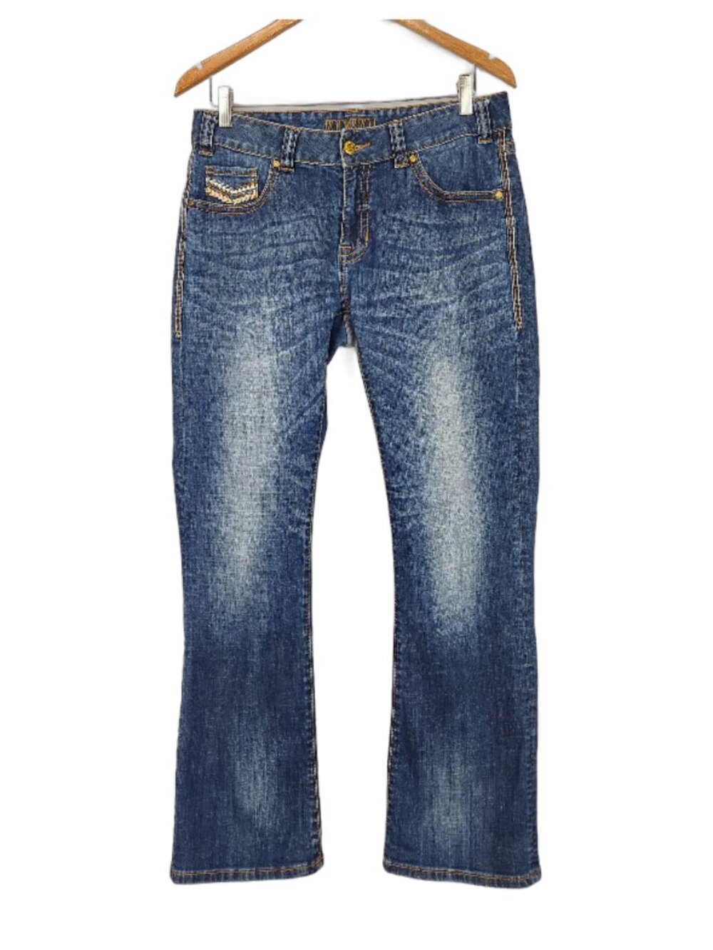 Rock and Roll Cowgirl Denim Jeans Women's 32 Western Bling Mid Rise Bootcut